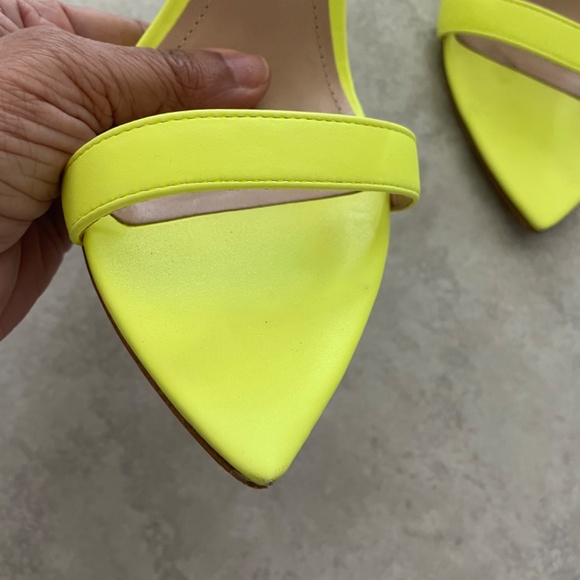 Schutz Soraya Napa Tennis Neon Yellow Leather Wedge - Picture 7 of 13